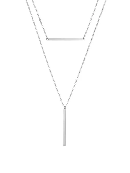 Horizontal Bar Verticle Bar Necklace, Stainless Steel 18k Gold Plated Waterproof Necklace