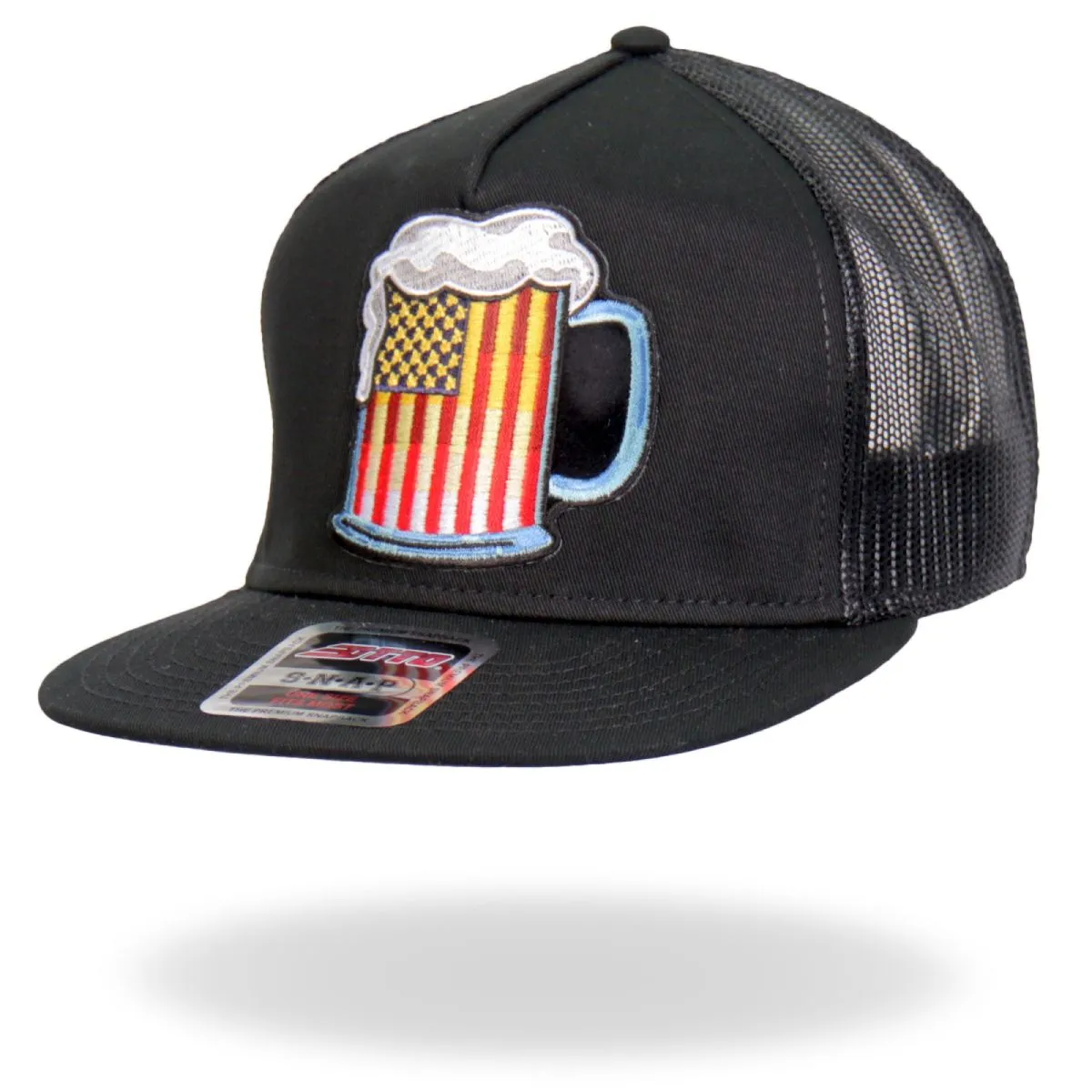 Hot Leathers GSH2021 Beer Mug Flag Snapback Adjustable Hat