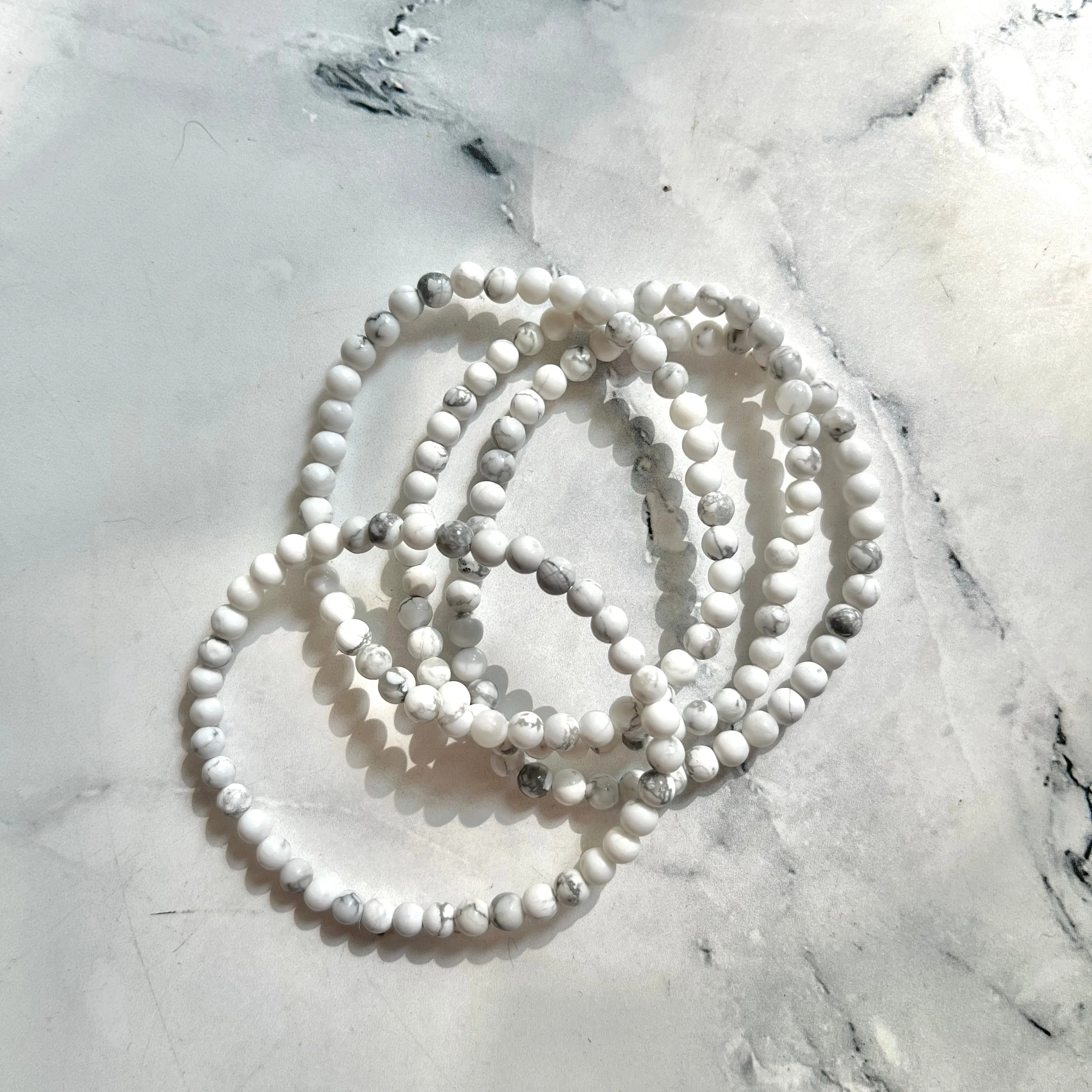 Howlite 4mm Beaded Bracelet - Patience