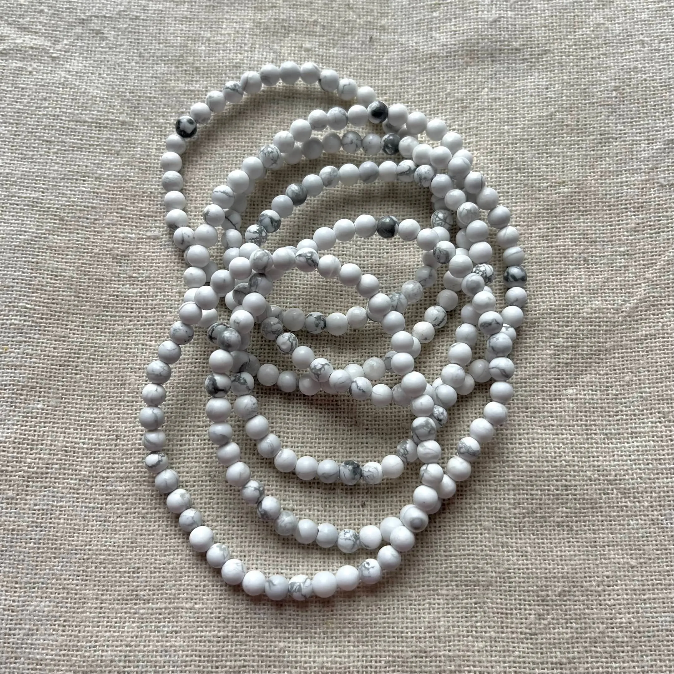 Howlite 4mm Beaded Bracelet - Patience