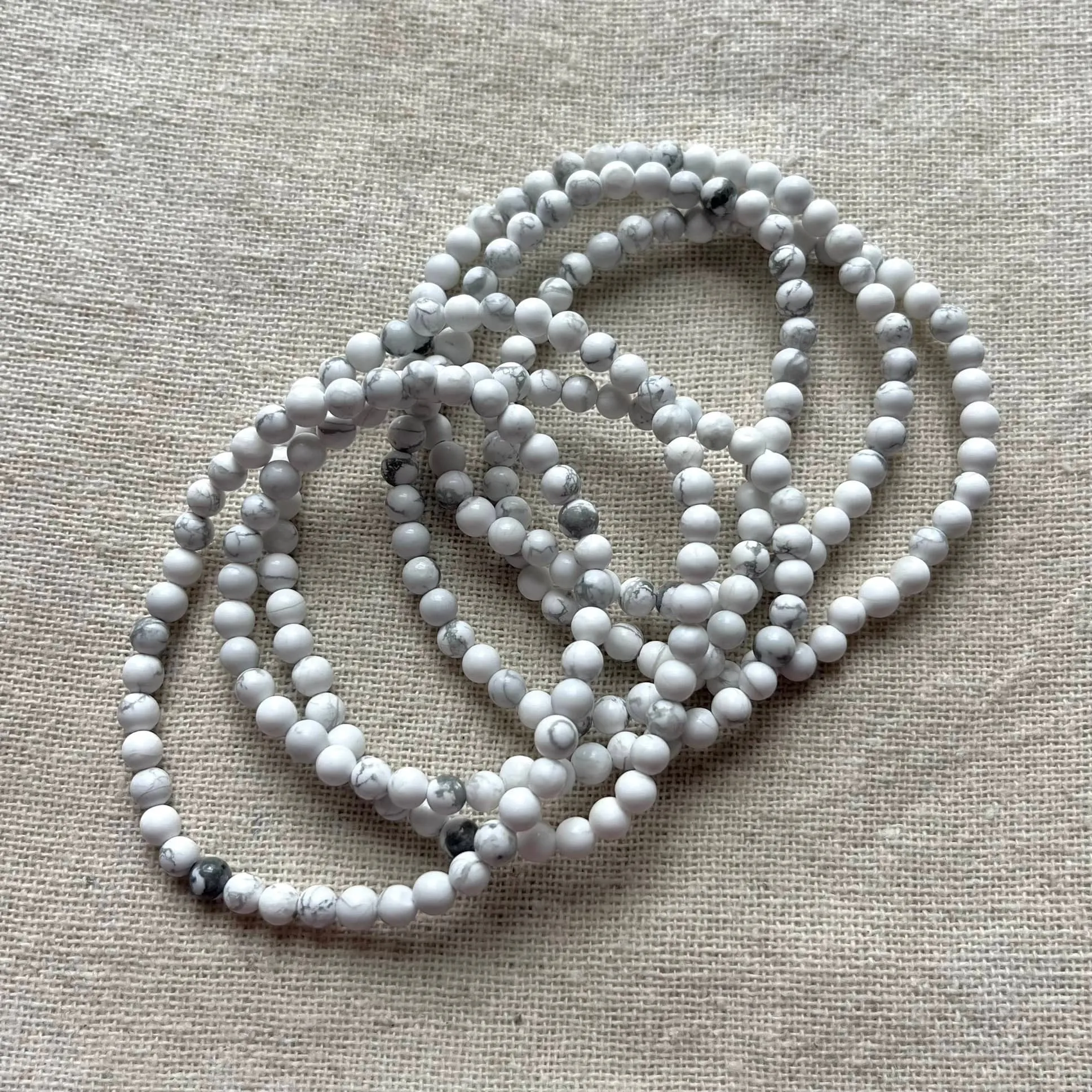 Howlite 4mm Beaded Bracelet - Patience