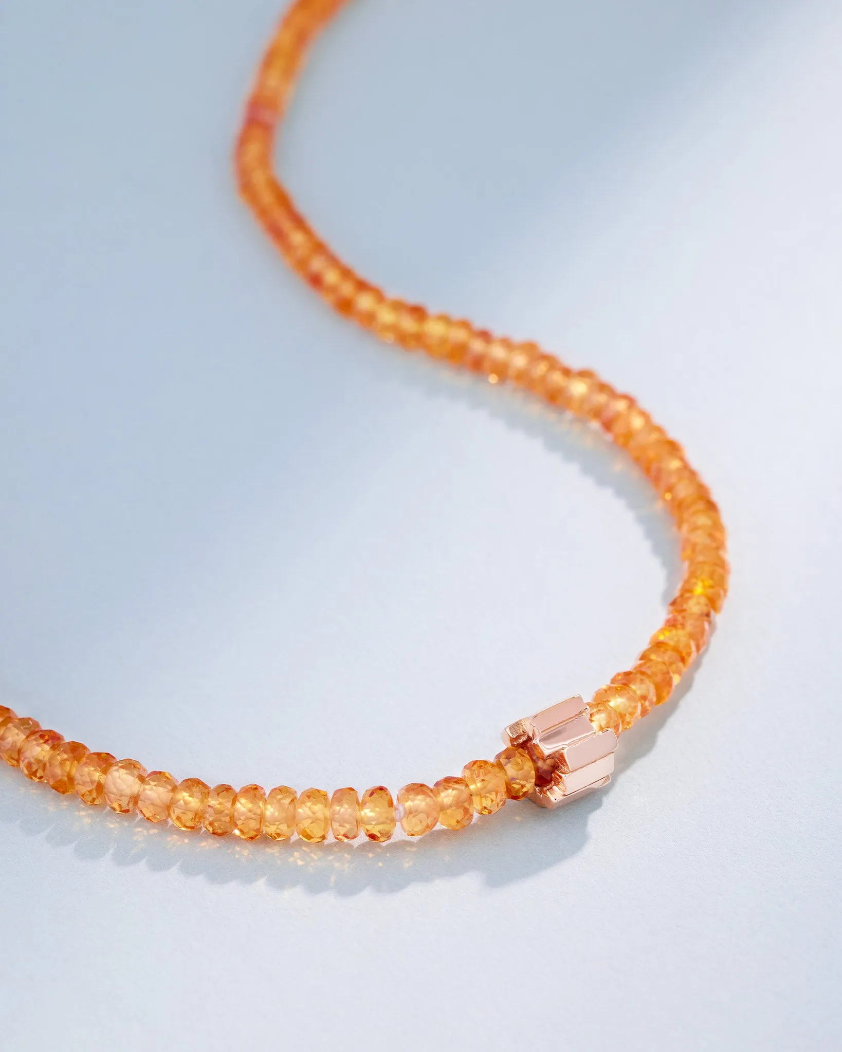 Infinite Beaded Citrine & Mini Golden Rondelle Necklace