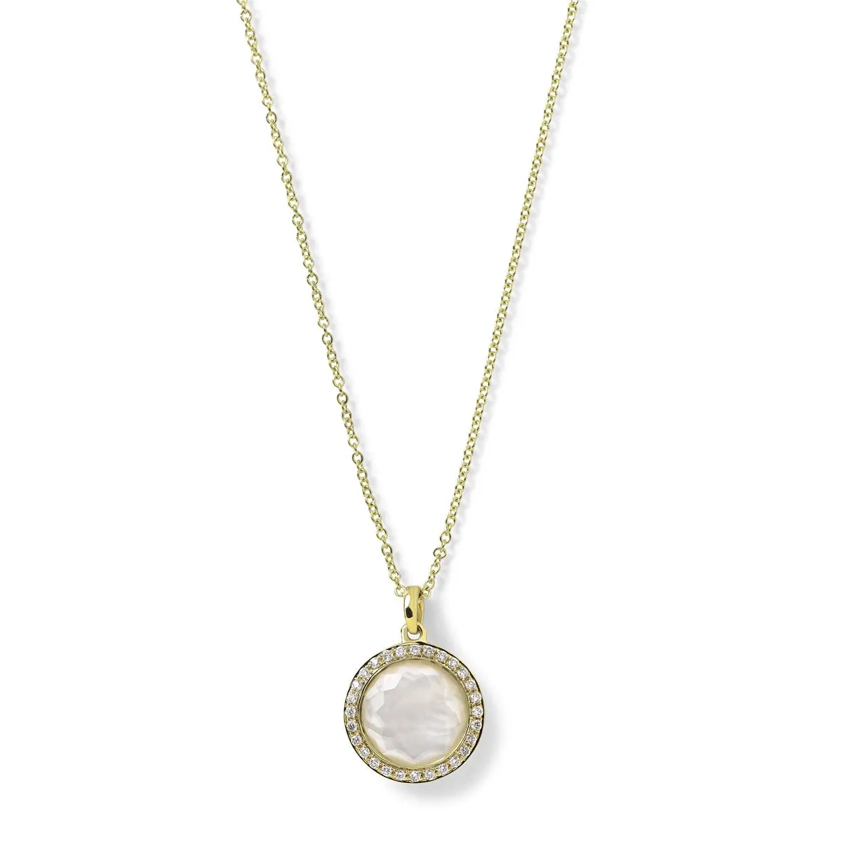 Ippolita 18K Yellow Gold Mother of Pearl Doublet and Diamond Necklace, 16-18 inch