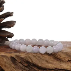 Jadeite Jade 9 mm Round Lavender Beads Bracelet ( 9 mm )