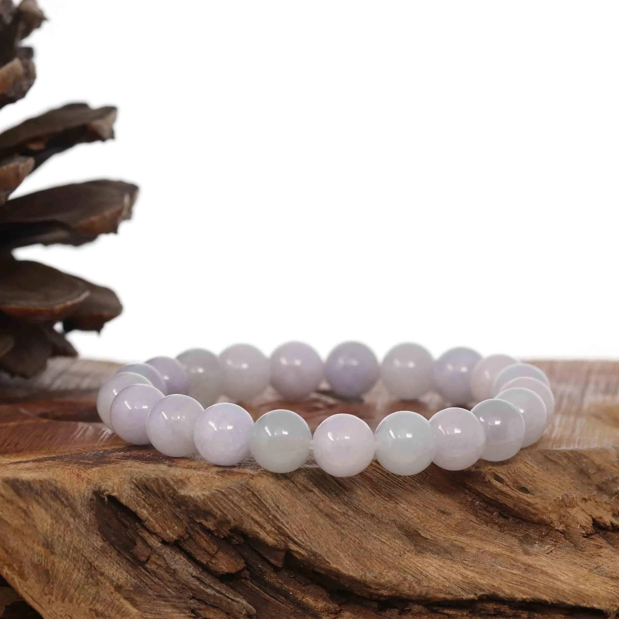 Jadeite Jade 9 mm Round Lavender Beads Bracelet ( 9 mm )