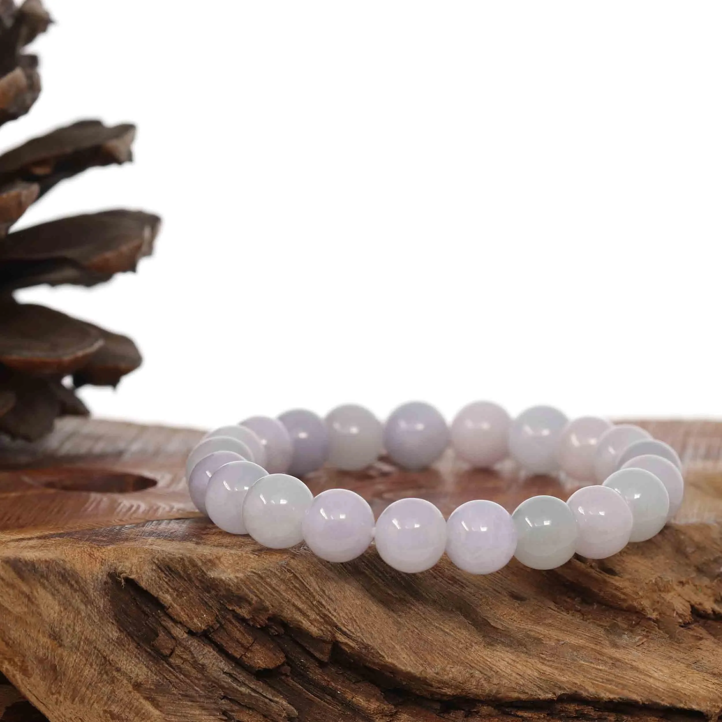 Jadeite Jade 9 mm Round Lavender Beads Bracelet ( 9 mm )