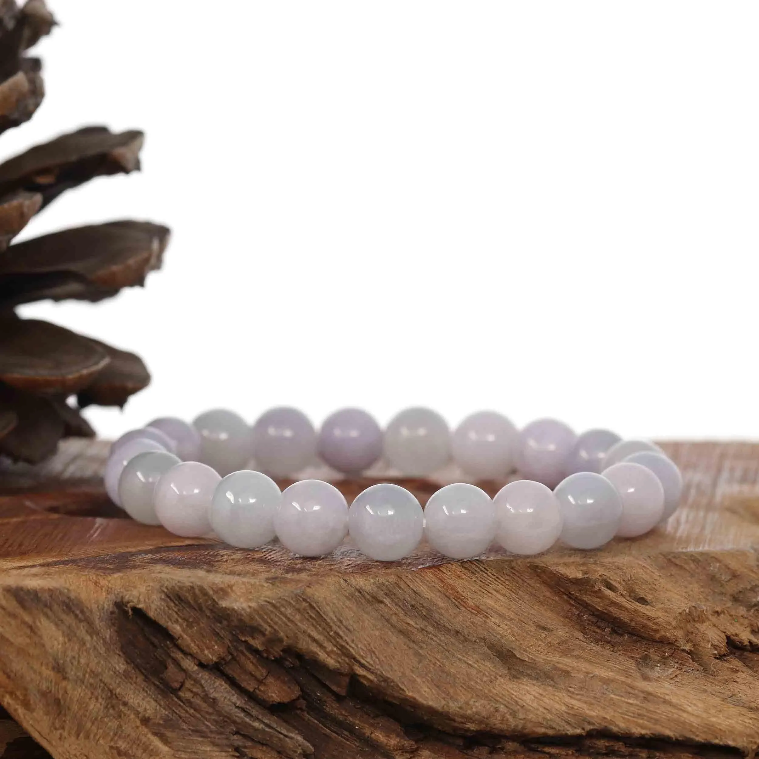 Jadeite Jade 9 mm Round Lavender Beads Bracelet ( 9 mm )