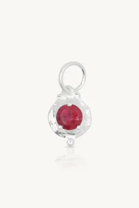 July Ruby Silver Birthstone Necklace Charm