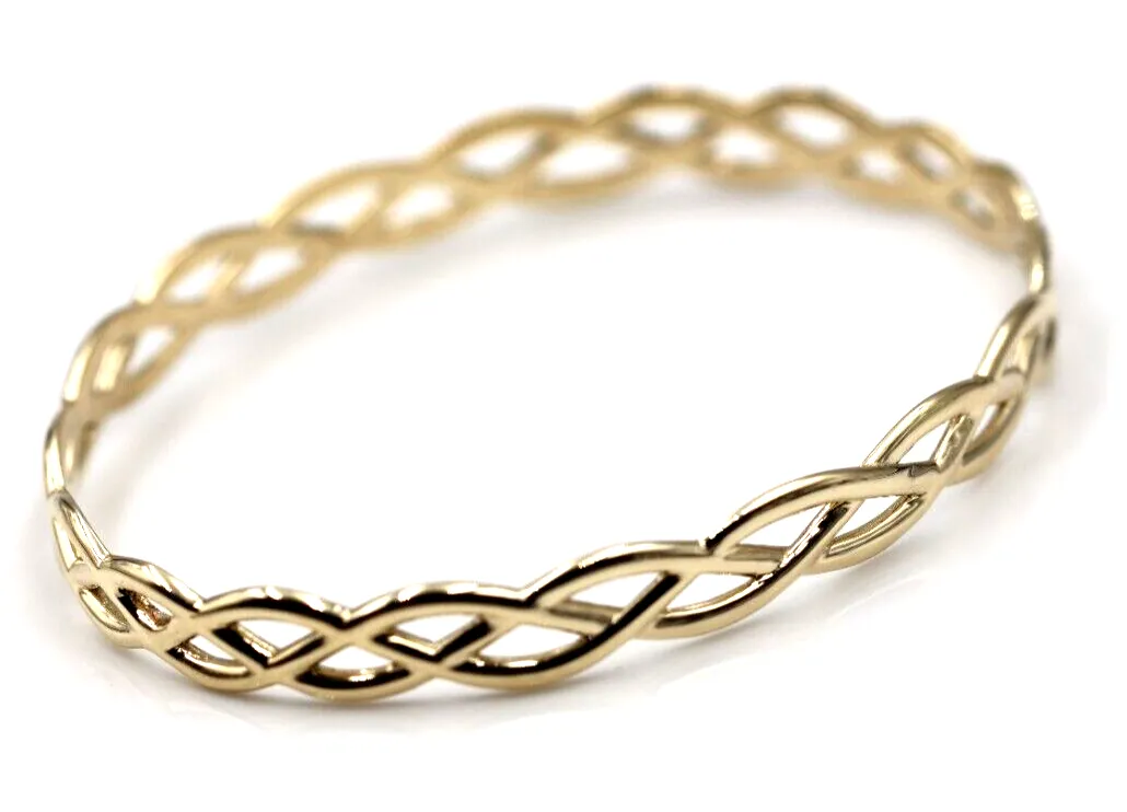 Kaedesigns New Genuine 9ct Yellow, Rose or White Gold Celtic Knot Oval Bangle 7.2cm X 5.2cm