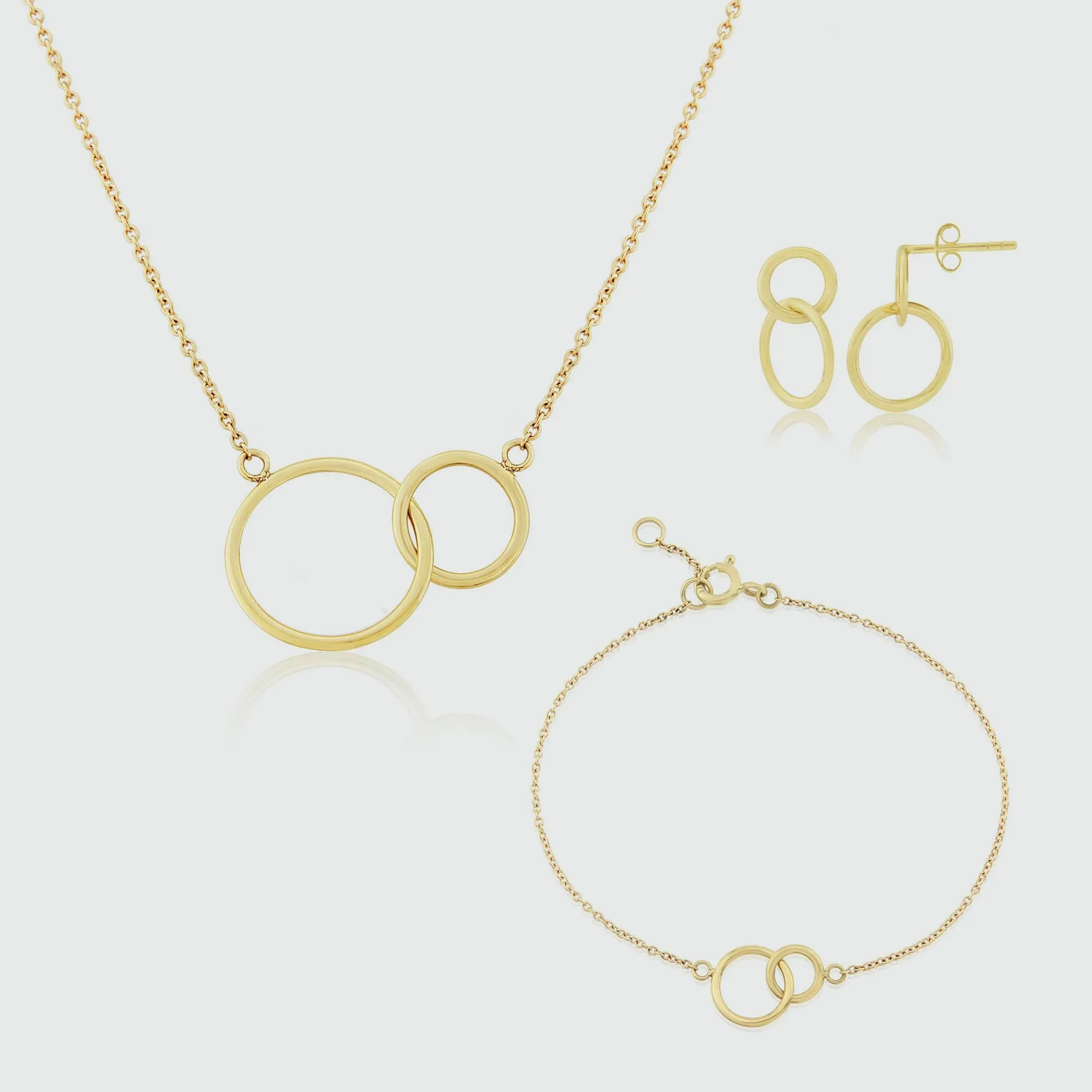 Kelso Yellow Gold Vermeil Interlinking Rings Jewellery Set