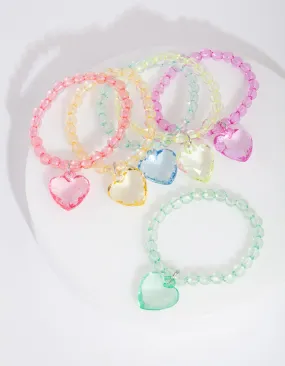 Kids Multicoloured Beaded Heart BF Bracelet Pack