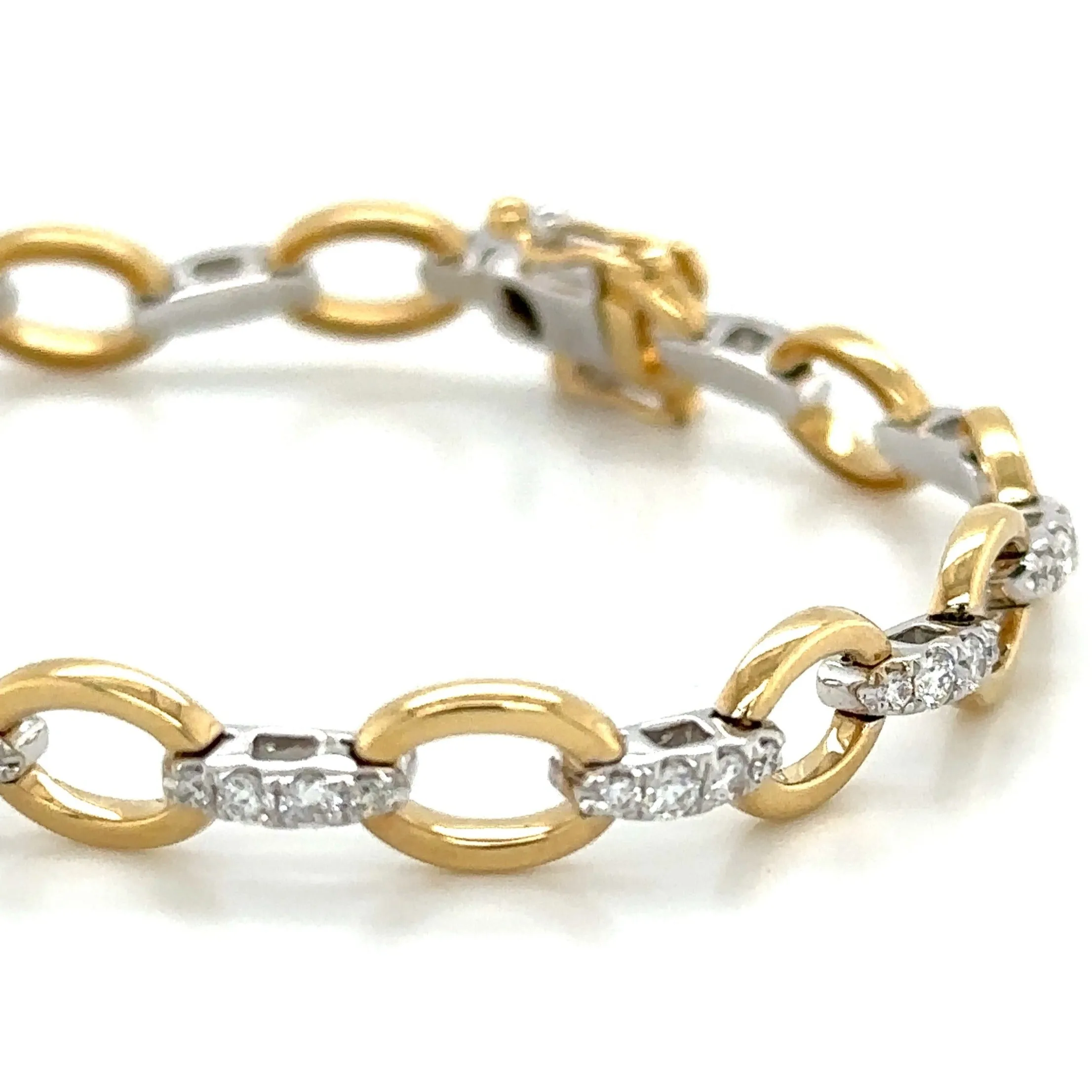 Ladies Two Tone Gold Diamond Pave Link Bracelet