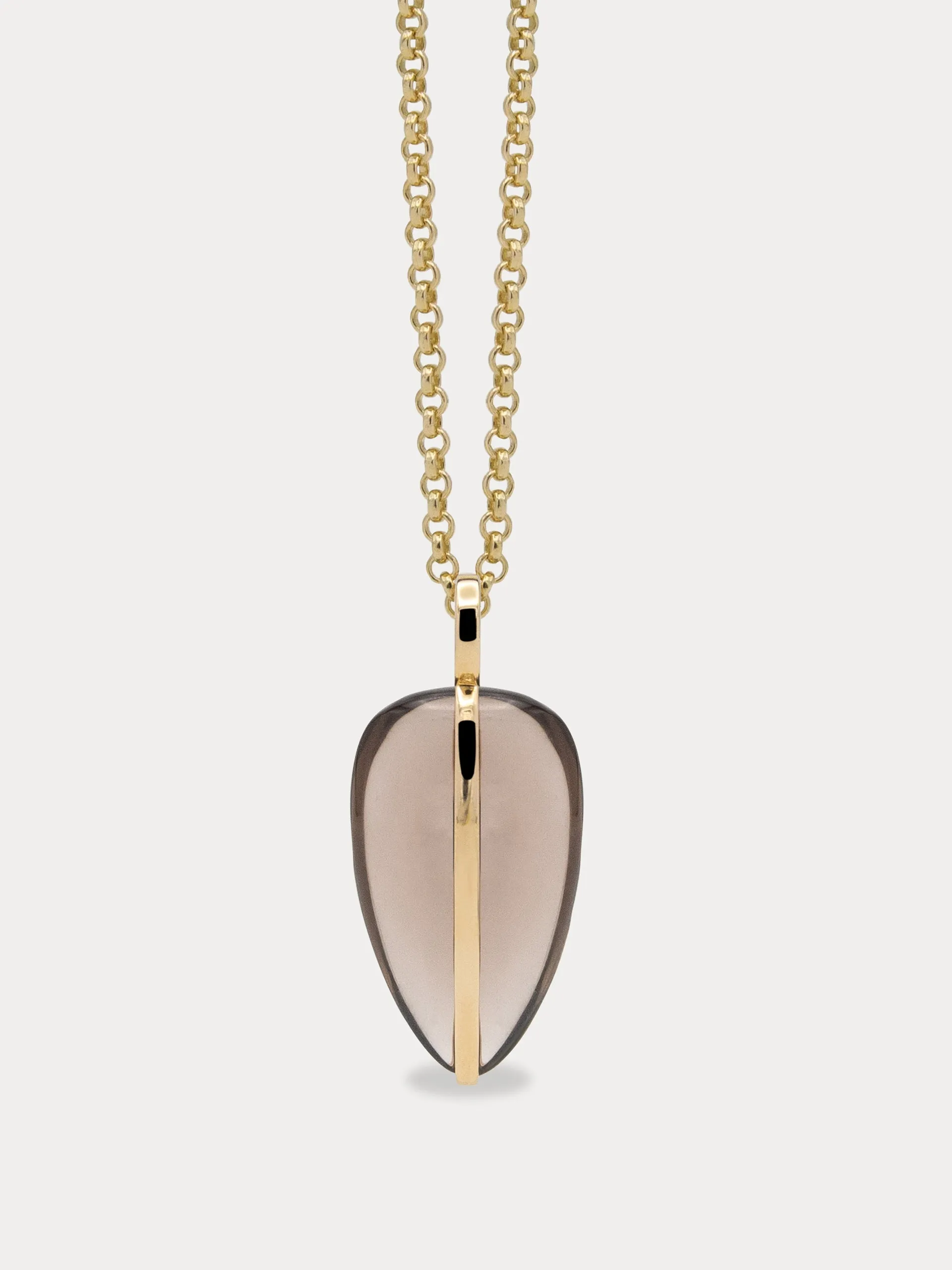 Large smokey quartz pebbles pendant | 14K