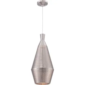 LED Pendant Light with Satin Steel Perforated Metal Shade