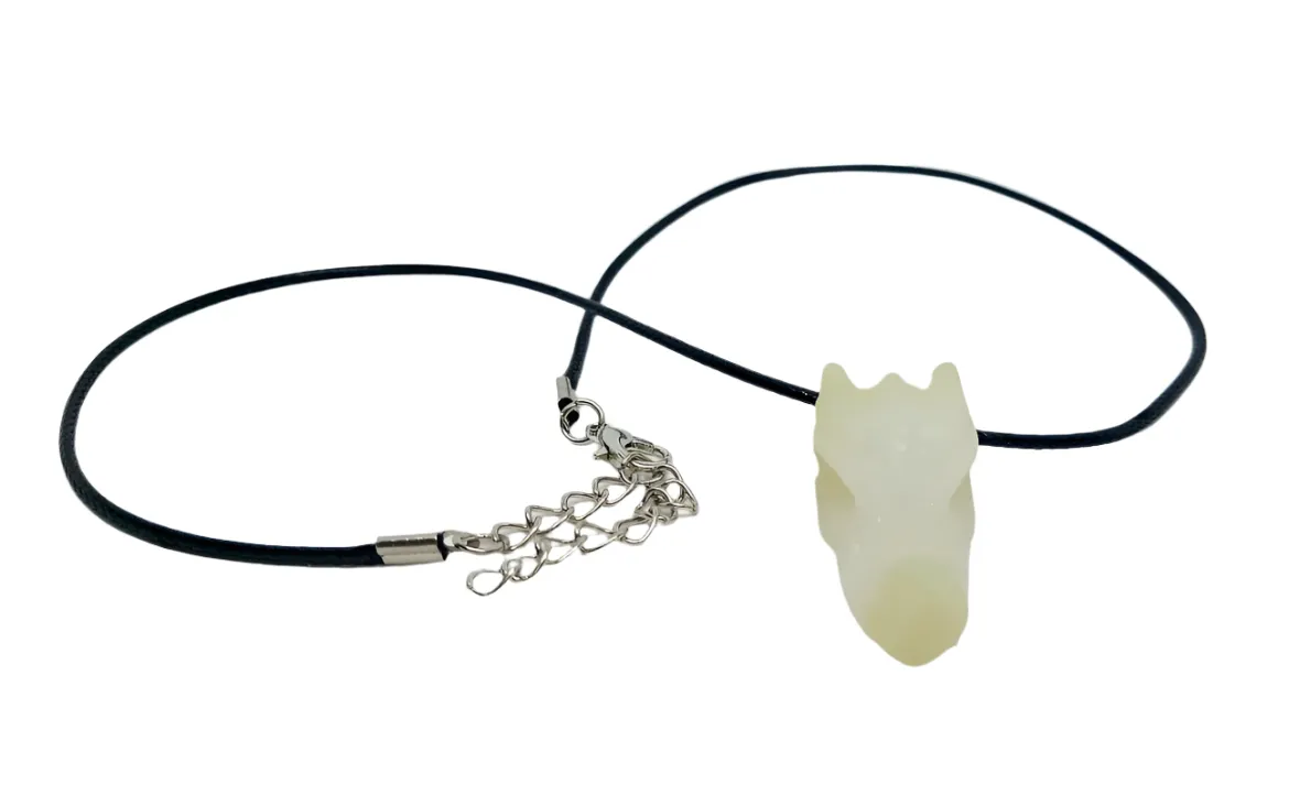 Lemon Calcite Crystal Dragon Head Pendant Necklace