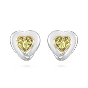 Lemon Quartz Heart Earrings in Yellow Gold and Sterling Silver