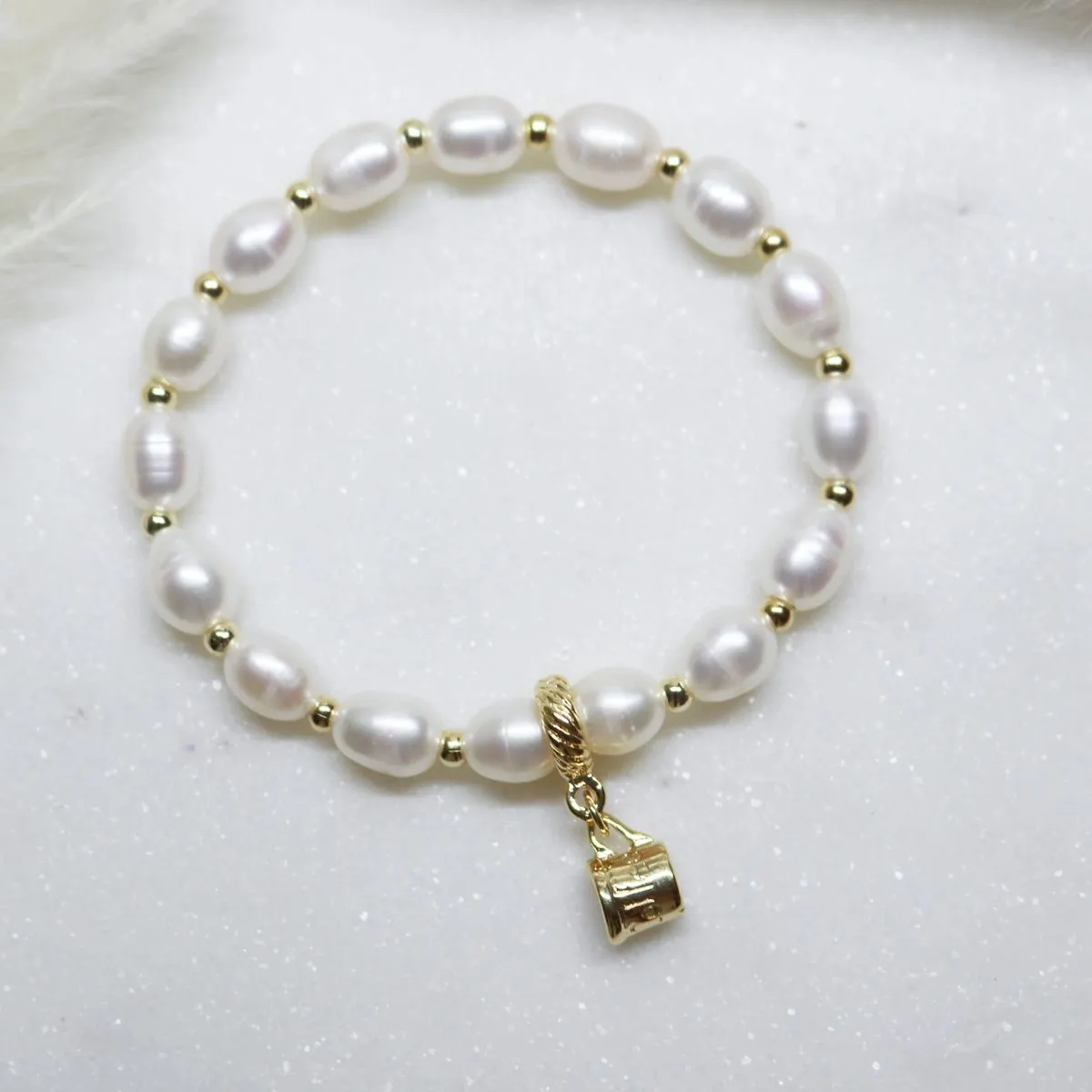 Little Coffee Maker with Pearls Bracelet