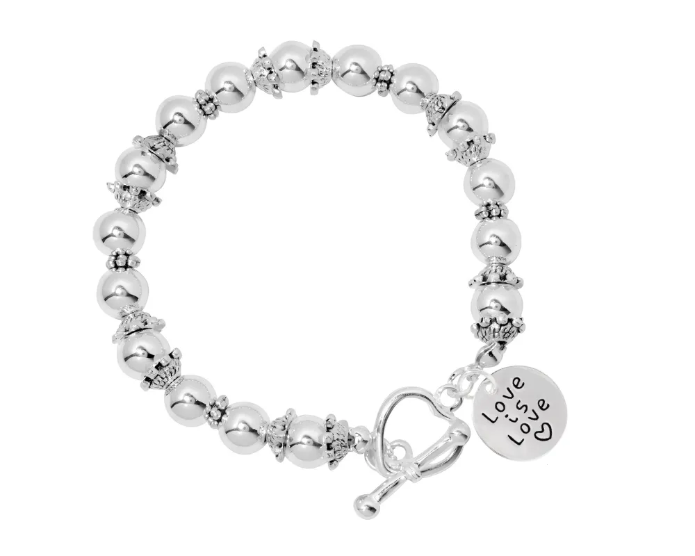 Love Is Love Silver Beaded Bracelets