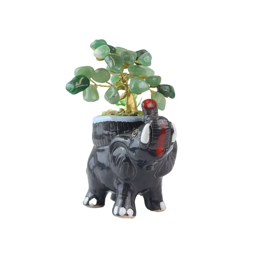 Lucky Elephant Green Quartz Tree