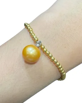 #LVNA2024 | 12MM Natural Golden “HOPE” South Sea Pearl Diamond Bracelet 18kt