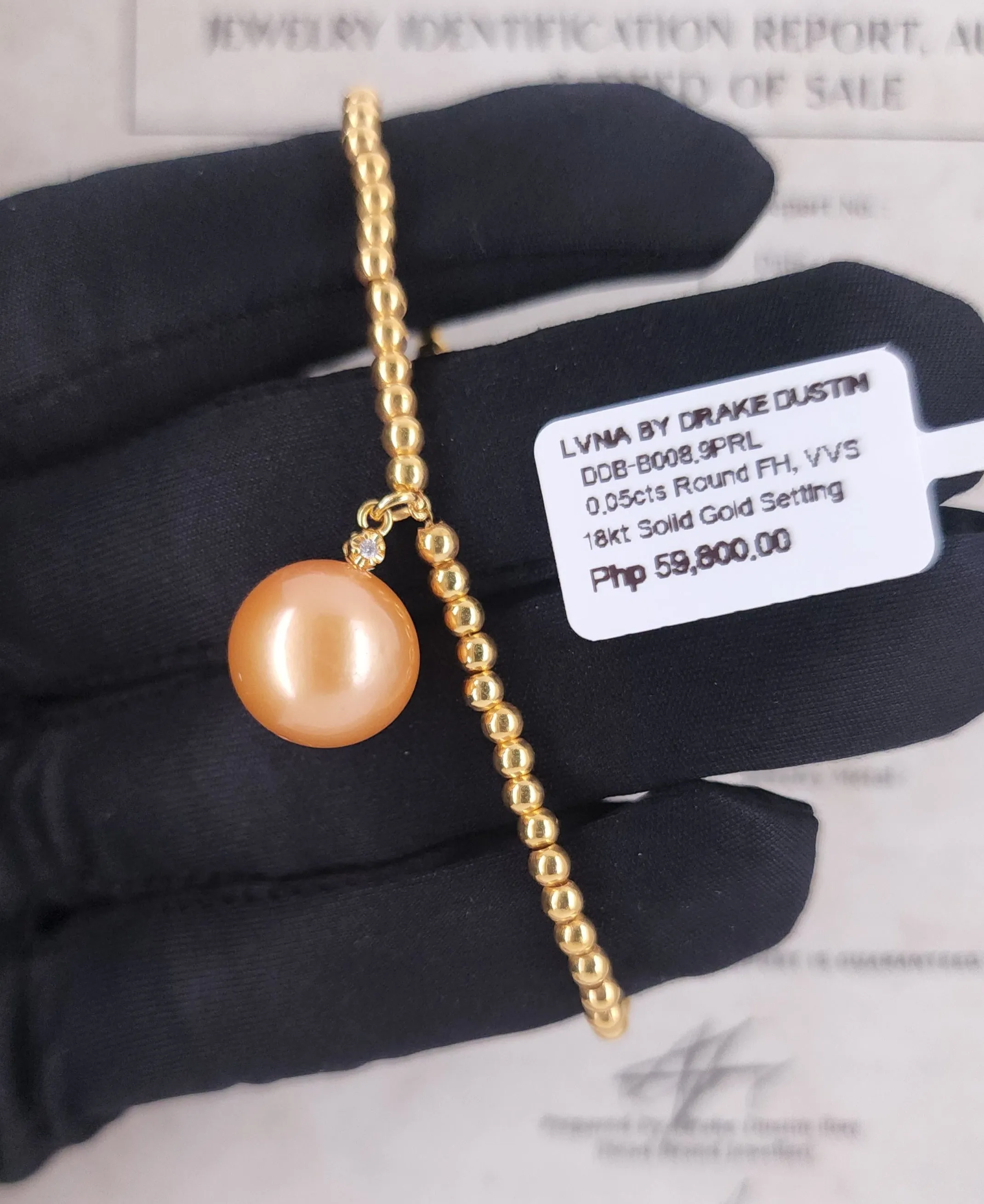 #LVNA2024 | 12MM Natural Golden “HOPE” South Sea Pearl Diamond Bracelet 18kt