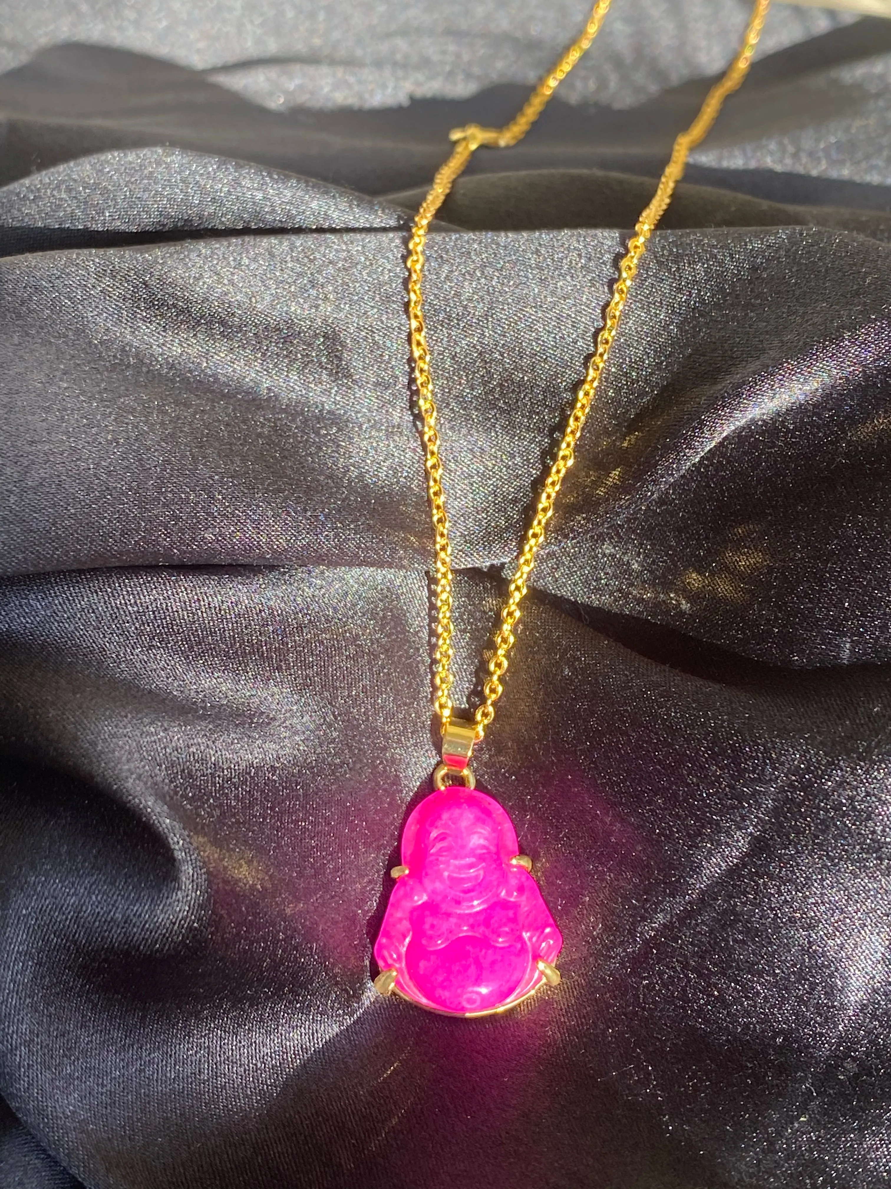 Magenta Baby Buddha Necklace