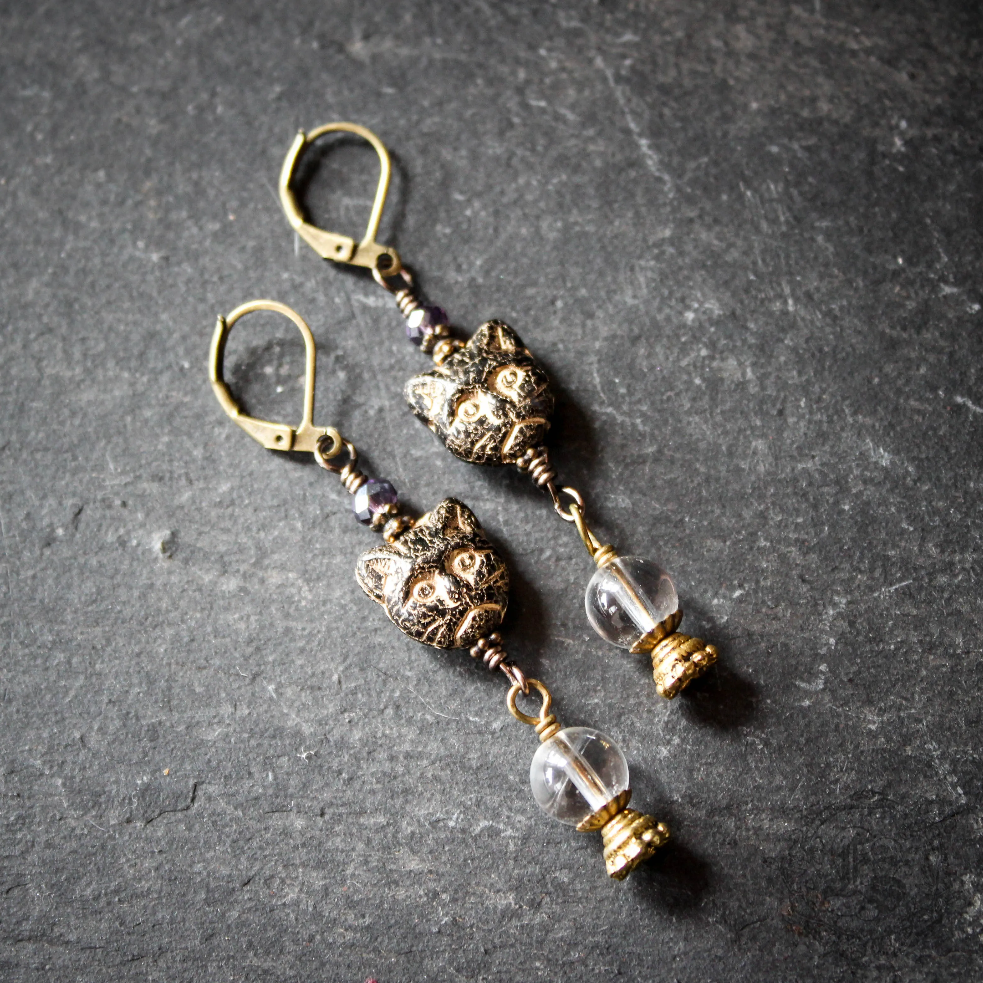 Magic Cat and Crystal Ball Earrings