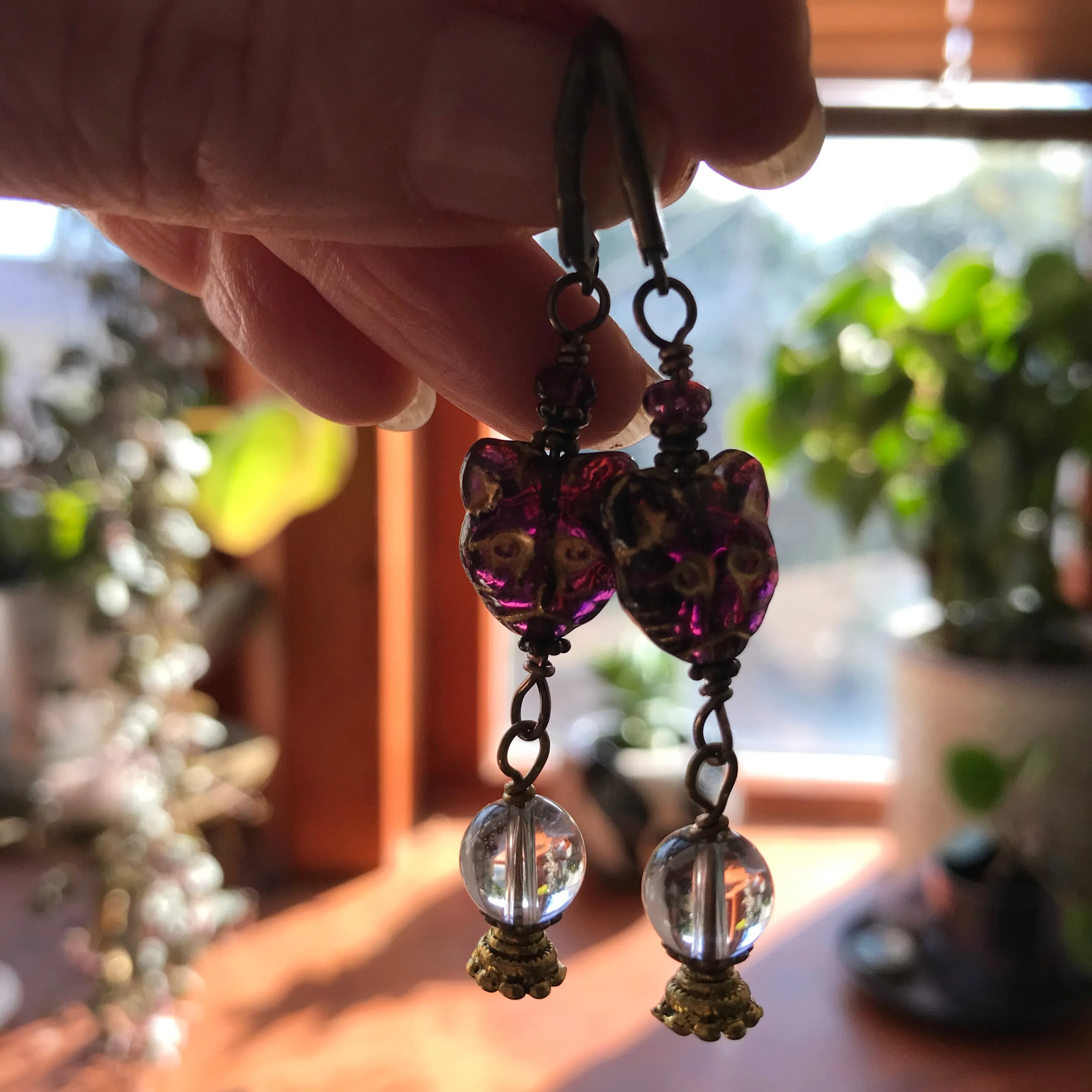 Magic Cat and Crystal Ball Earrings