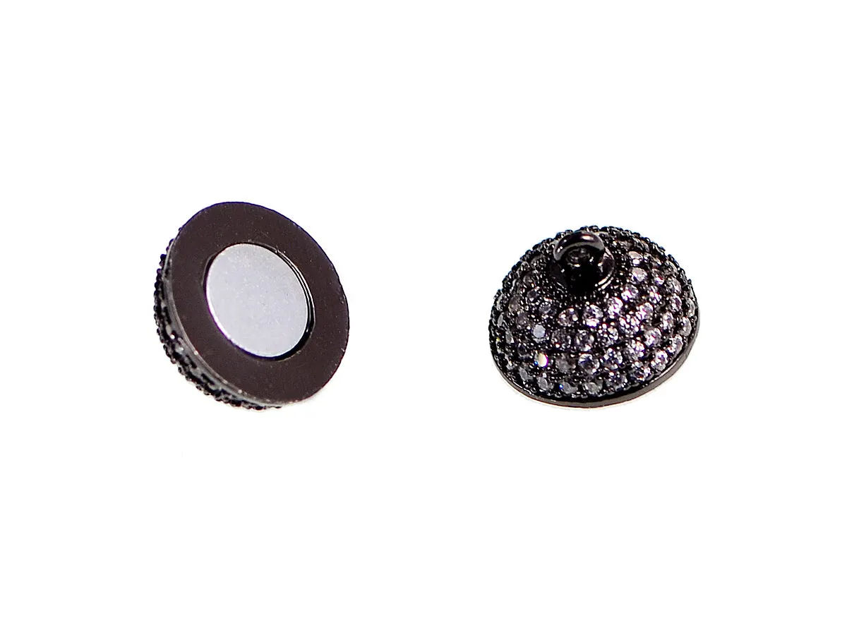 Magnetic Round Clasp Cubic Zirconia Rhinestones Spacer 18K Plated Metal Finding Connector Charm Beads