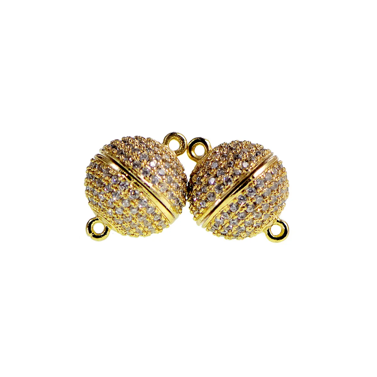 Magnetic Round Clasp Cubic Zirconia Rhinestones Spacer 18K Plated Metal Finding Connector Charm Beads