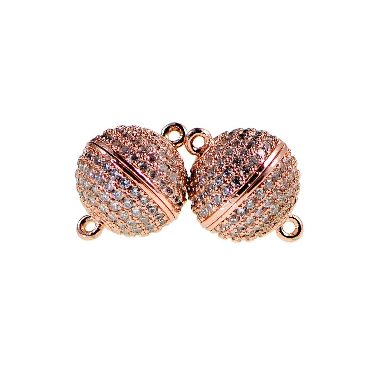 Magnetic Round Clasp Cubic Zirconia Rhinestones Spacer 18K Plated Metal Finding Connector Charm Beads