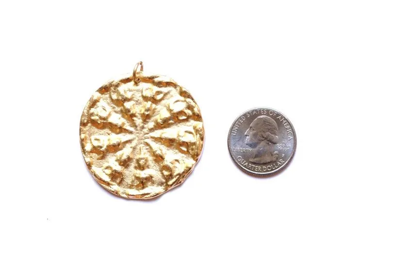 Medallion Pendant, Coin Jewelry, Large Pendant, Gold Pendant, Statement Pendant, Jewelry Making, Disk Pendant, Coin Charm, Finding