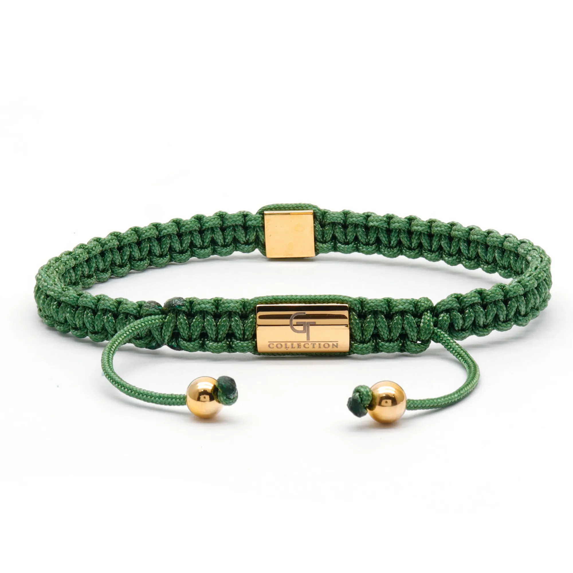 Men's Green Bracelet - Golden Pyramid with Zircon