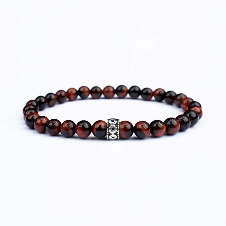 Men's Red Tiger's Eye Gemstone Bracelet 6mm