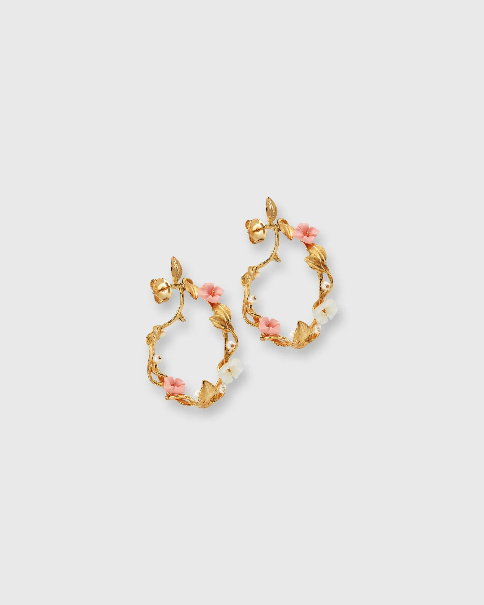 Mini Flower Whirl Earrings in Gold/Pink/Mother Of Pearl