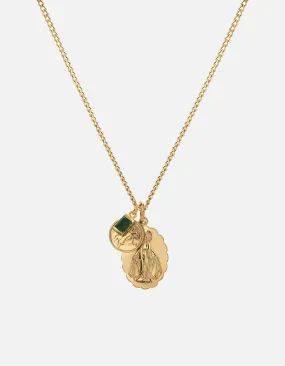 Mini Saints Agate Trilogy Necklace, Gold Vermeil