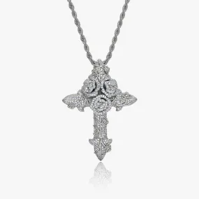 Moissanite S925 Iced Roses Cross Pendant