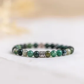 Moss Agate Gemstone Bracelet 6mm