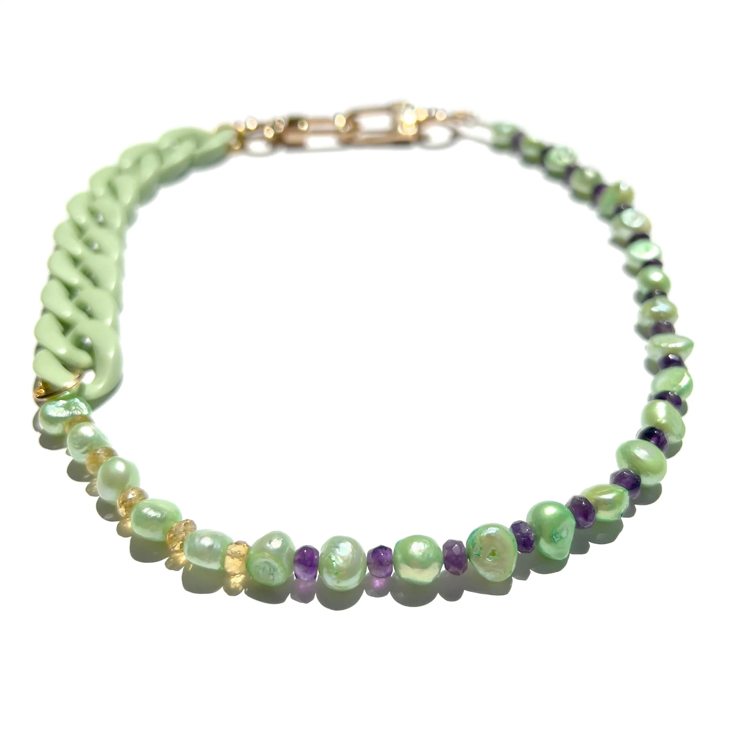 MPR x IMAGINARIUM: Green Pearl   Mint Green Acrylic Chain Necklace