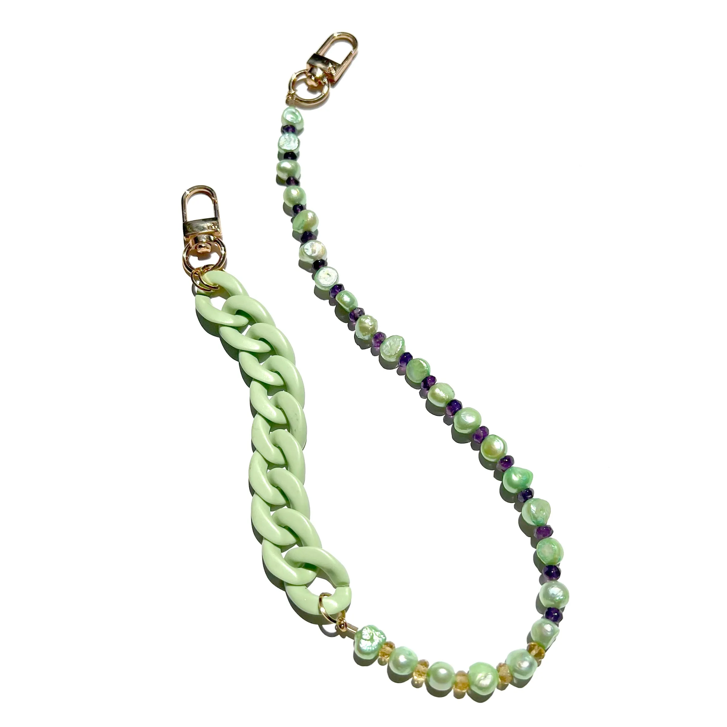 MPR x IMAGINARIUM: Green Pearl   Mint Green Acrylic Chain Necklace