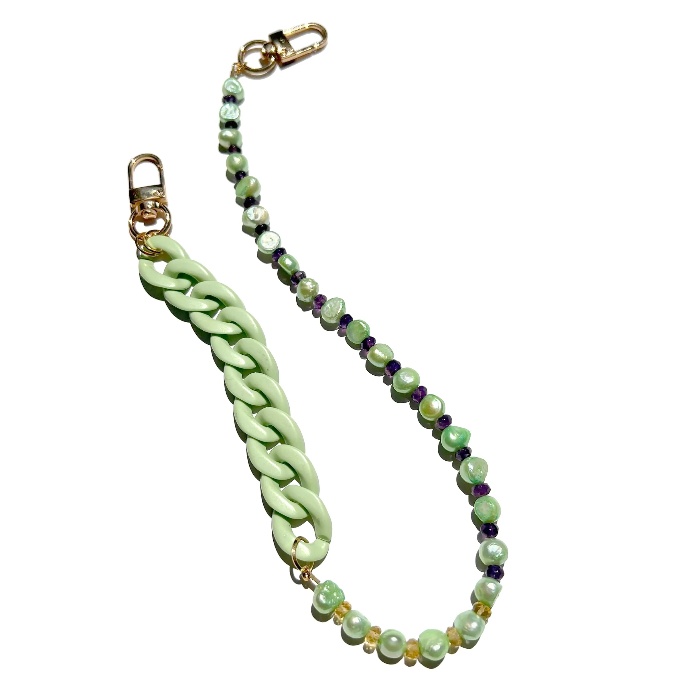 MPR x IMAGINARIUM: Green Pearl   Mint Green Acrylic Chain Necklace