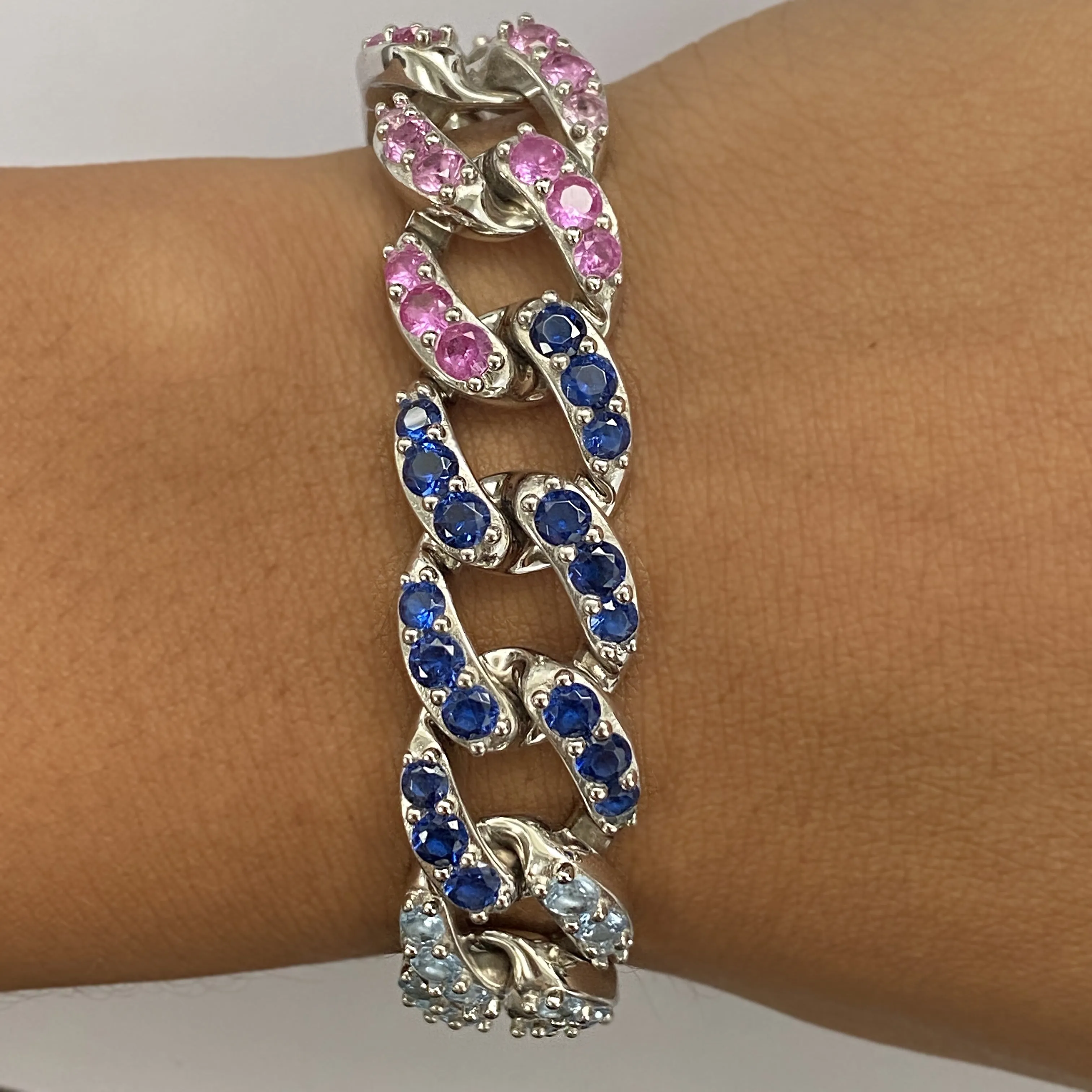 Multi-Sapphire Cuban Bracelet