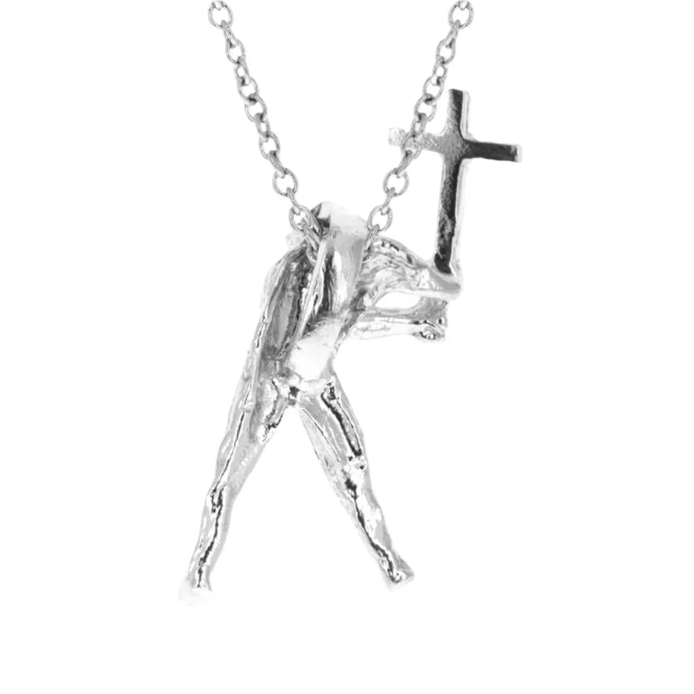 MVP Batter Baseball Cross Necklace | Sterling Silver