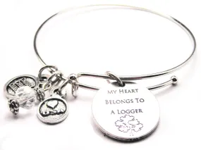 My Heart Belongs To A Logger Expandable Bangle Bracelet