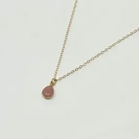 Myra Rose Quartz Stone Necklace | Gold