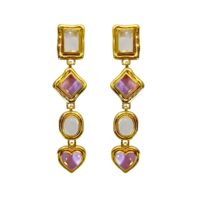 Naomi Earrings - Gold   Pink