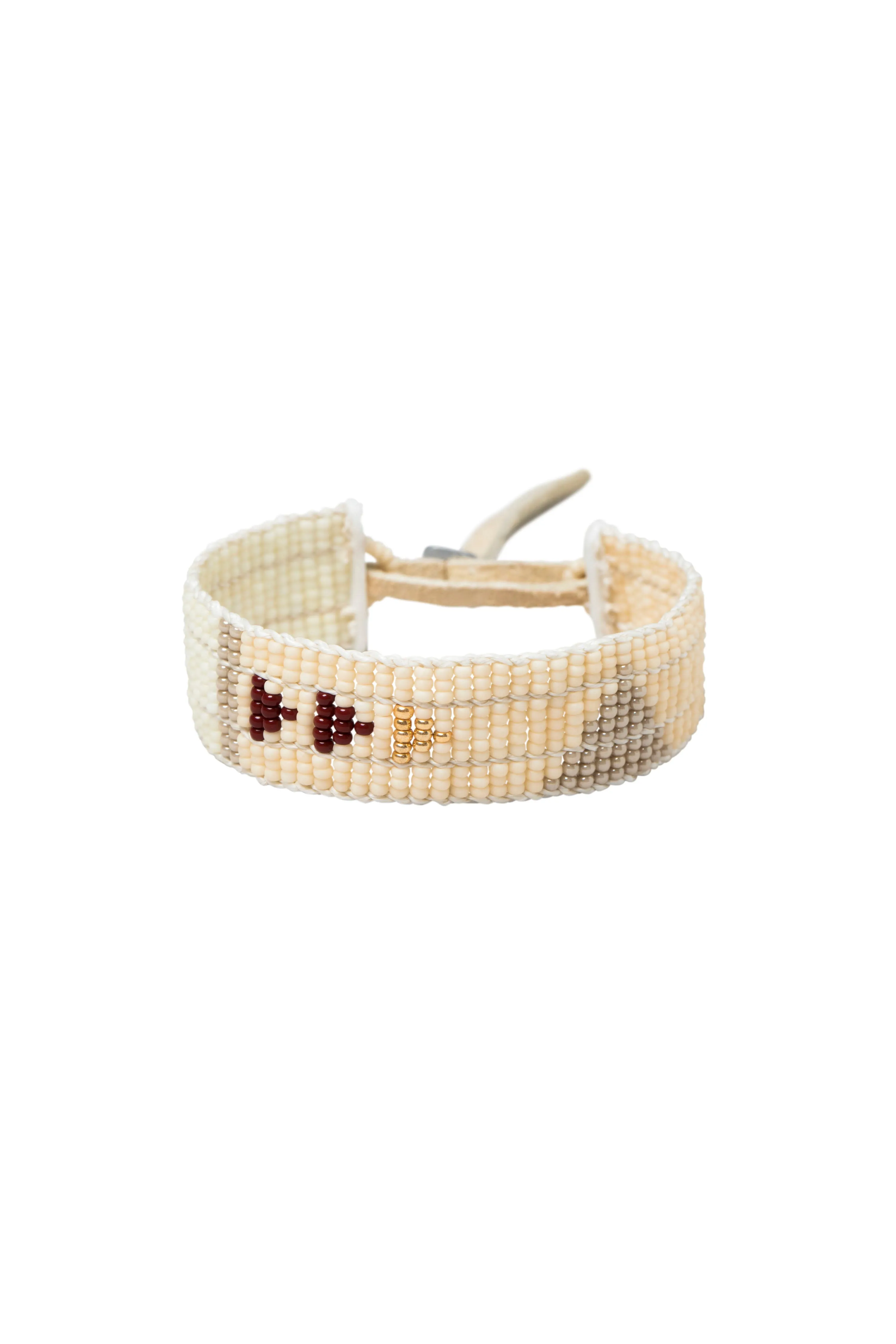 Narrow Pembetatu Warrior Bracelet - PINK/OFF WHITE/BURGUNDY