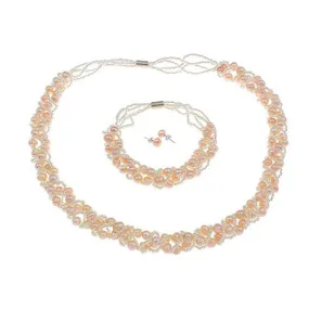 Natural Freshwater Pearl Necklace, Bracelet and Earrings Set