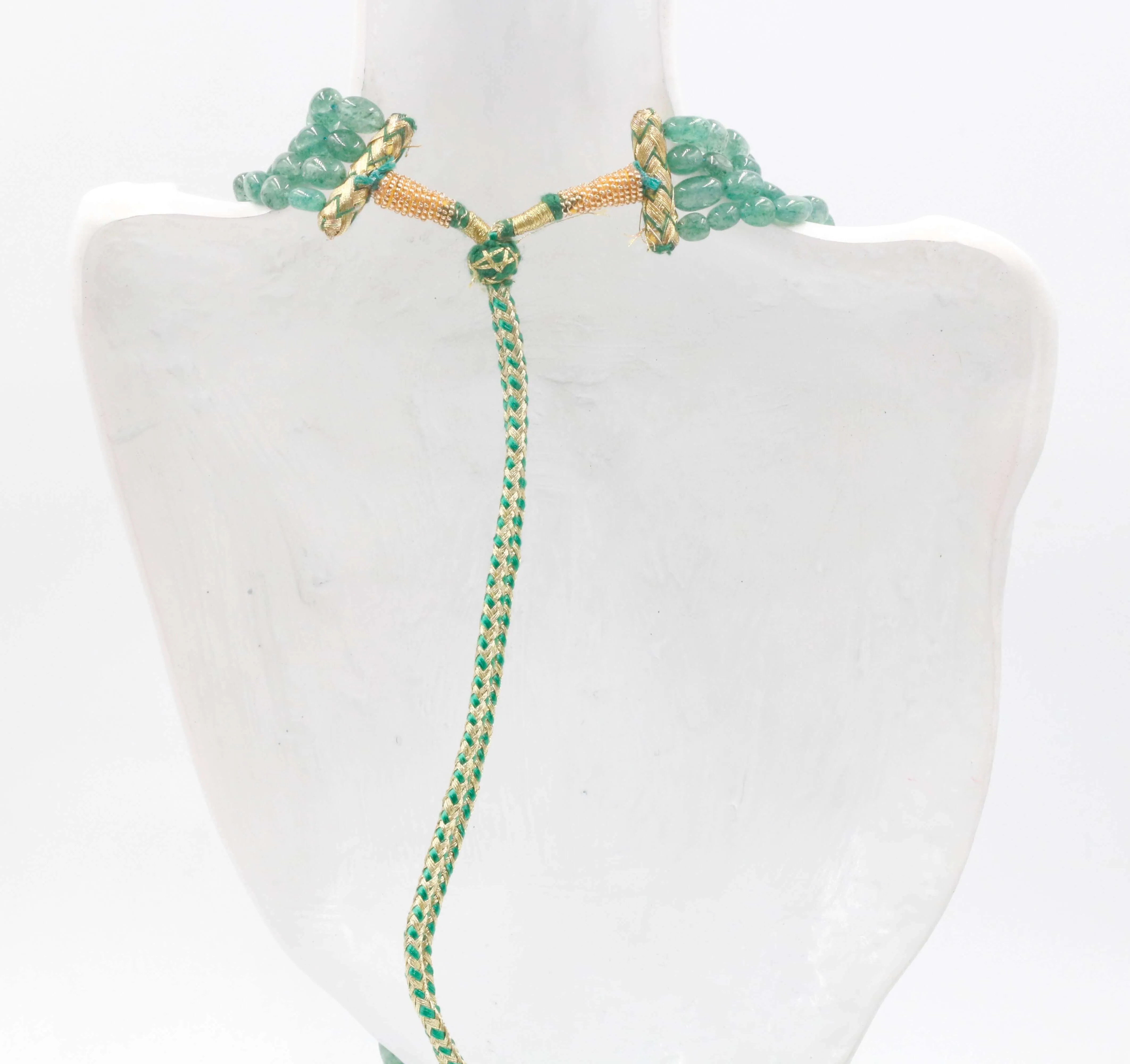 Natural Green Quartz Gemstone Necklace Beaded Quartz Necklace Aventurine Quartz  NecklaceGreen Quartz Indian Necklace Green Quartz Sarafa SKU 6143024