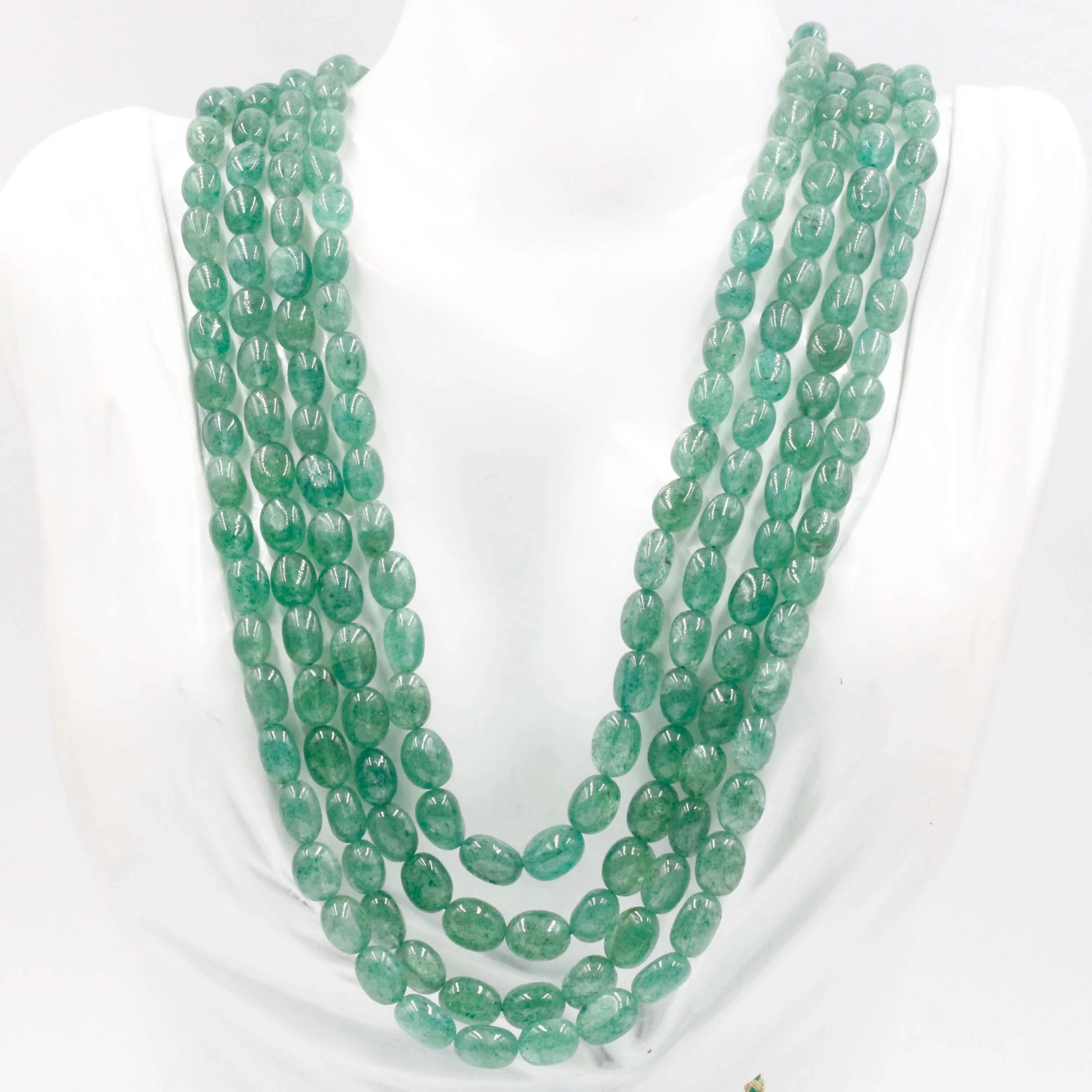 Natural Green Quartz Gemstone Necklace Beaded Quartz Necklace Aventurine Quartz  NecklaceGreen Quartz Indian Necklace Green Quartz Sarafa SKU 6143024